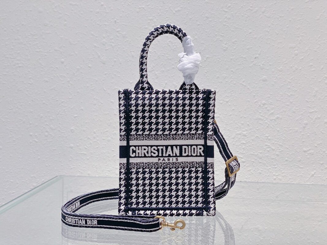 Dior Mini Book Tote 13 Houndstooth