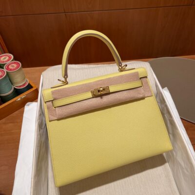 Kelly 25 Epsom Jaune Poussin