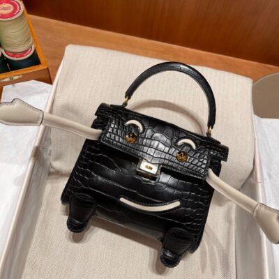 Kelly Doll Matte Alligator Black & Craie