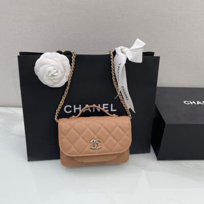 Chanel Mini Messenger 15 in Brown Caviar Leather