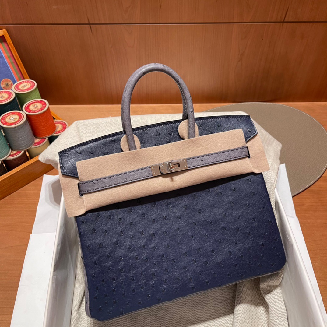 fb638e_4ef732ebef0f420b867f7c7896aa5301mv2.jpg Birkin 25 Ostrich Maltese Blue&Onyx Grey - Image 1
