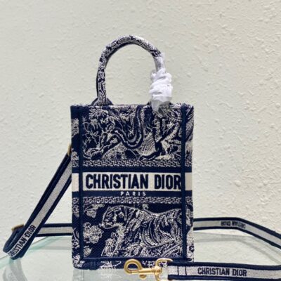 Dior Mini Book Tote 13 Blue Tiger