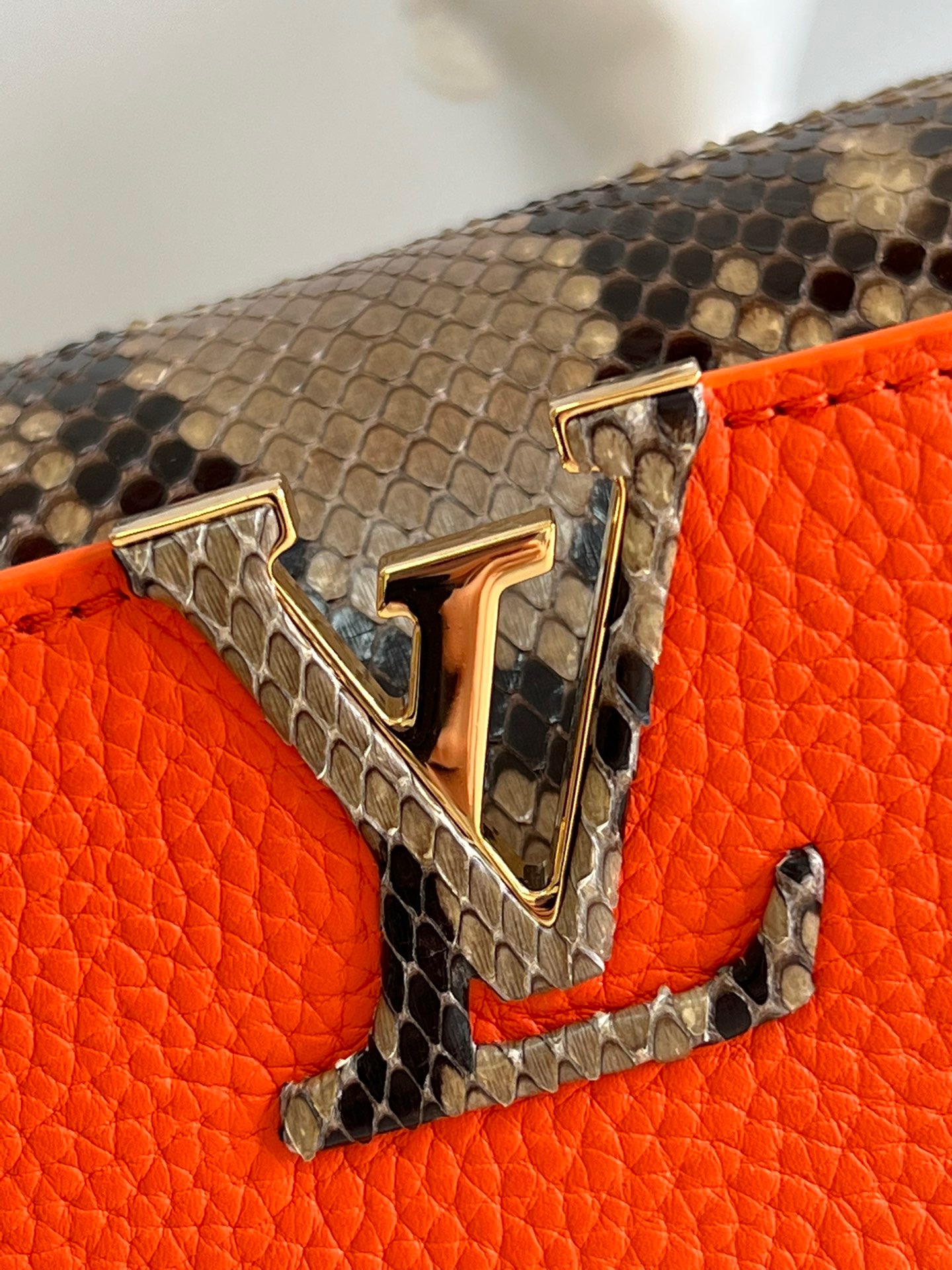 Louis Vuitton Capucines BB Small Handbag in Orange&Snake - Image 6