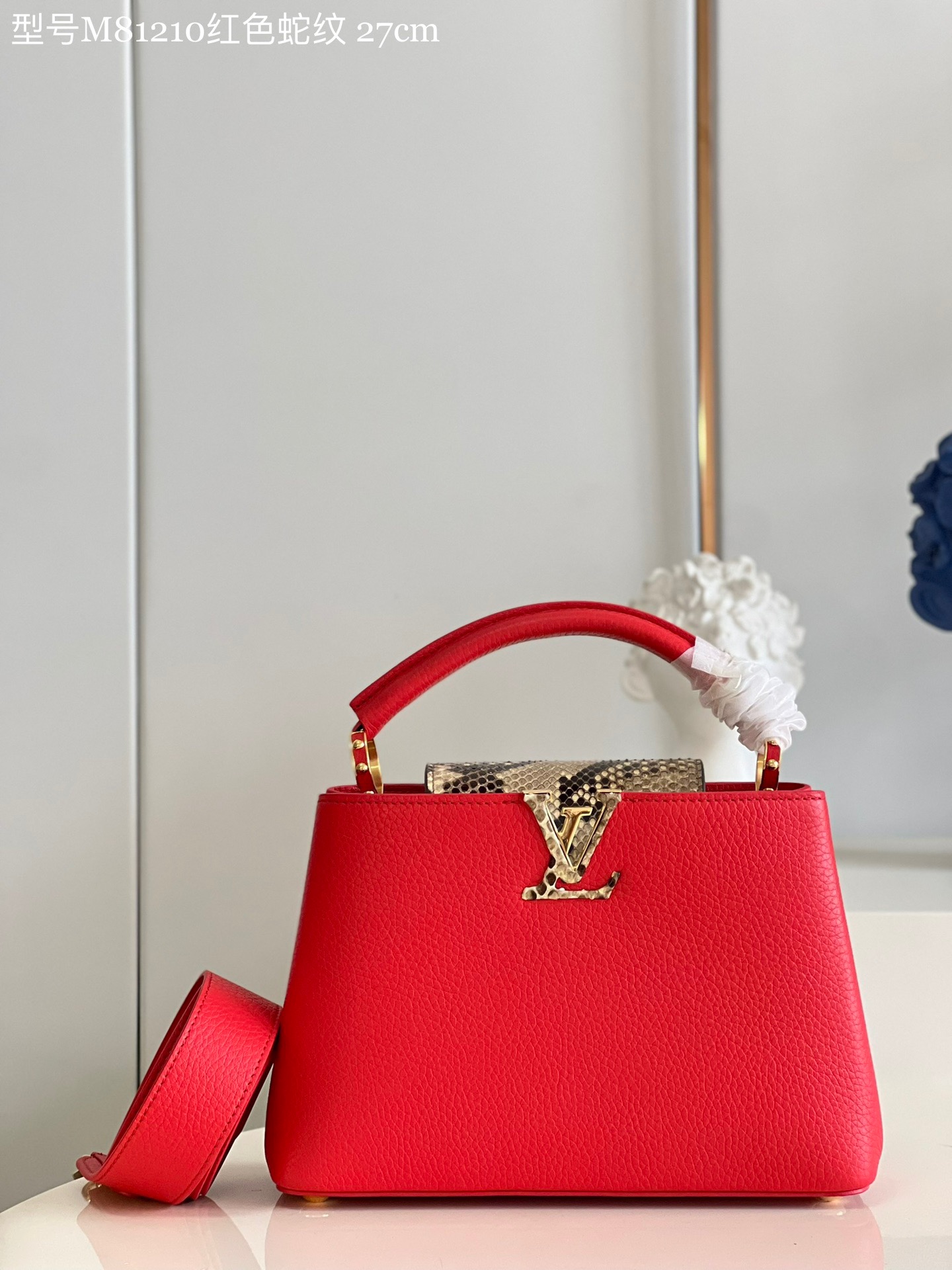 Louis Vuitton Capucines BB Small Handbag in Red&Snake - Image 5