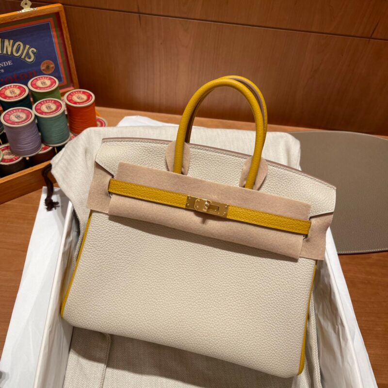 Birkin So 25 Togo Craie&Amber Yellow
