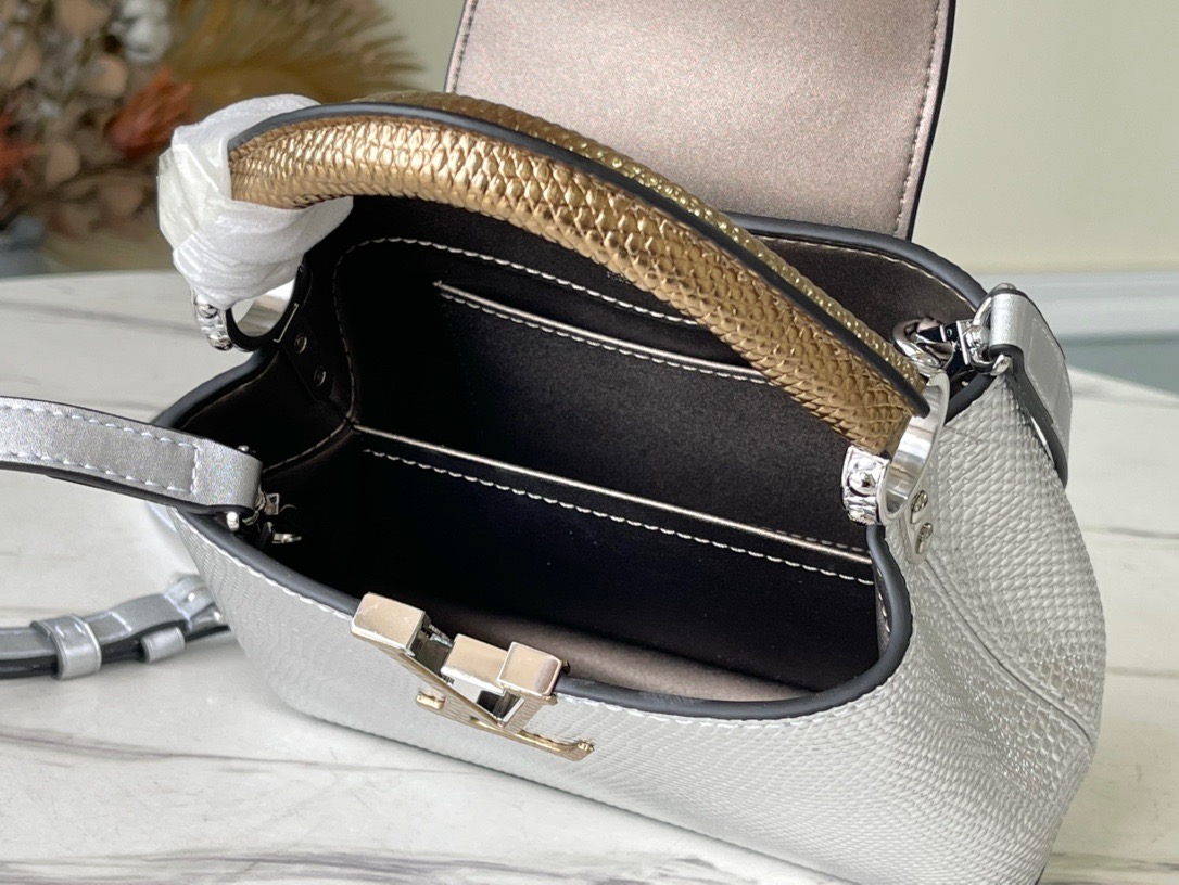 Louis Vuitton Capucines Mini Handbag in Silver and Gold - Image 9