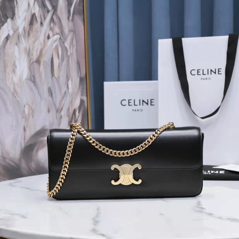 Celine Black Calfskin Long Chain Bag