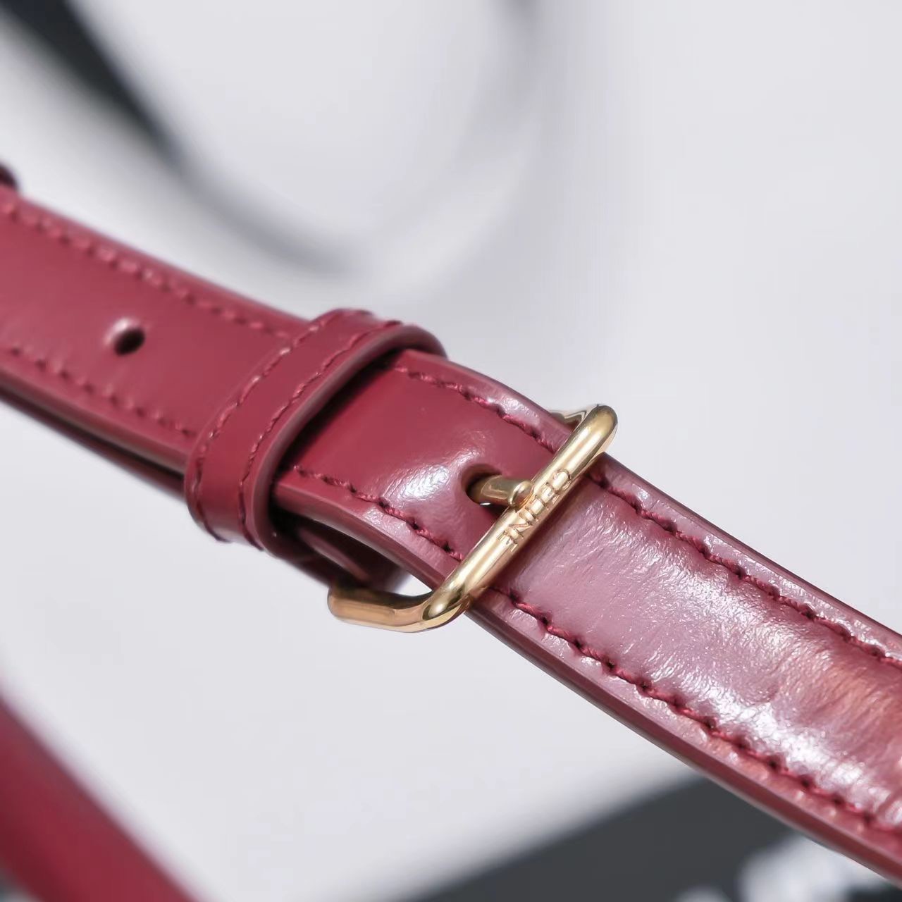 Celine Arc de Triomphe Saddle Bag in Wine Red Calfskin - Image 9