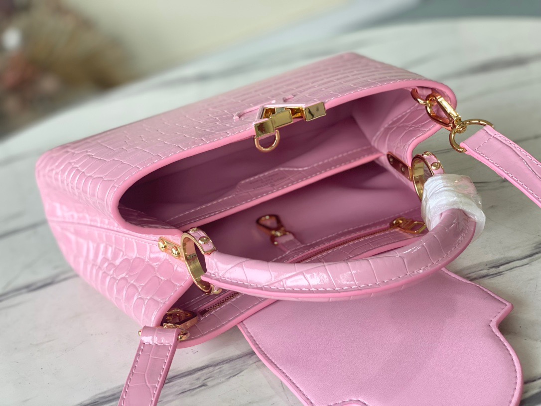 Louis Vuitton Capucines BB Small Handbag in Pink Crocodile - Image 9