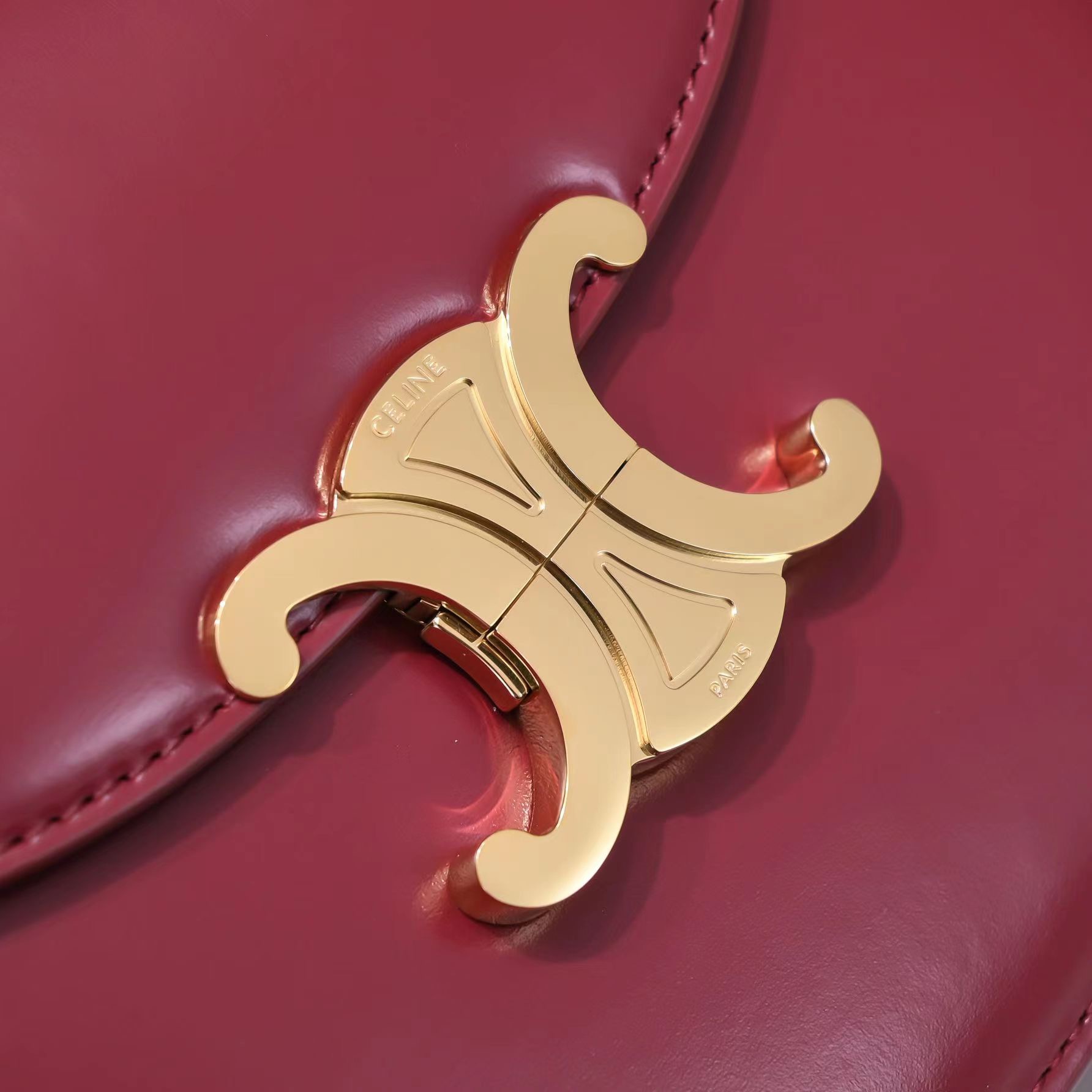 Celine Arc de Triomphe Saddle Bag in Wine Red Calfskin - Image 7