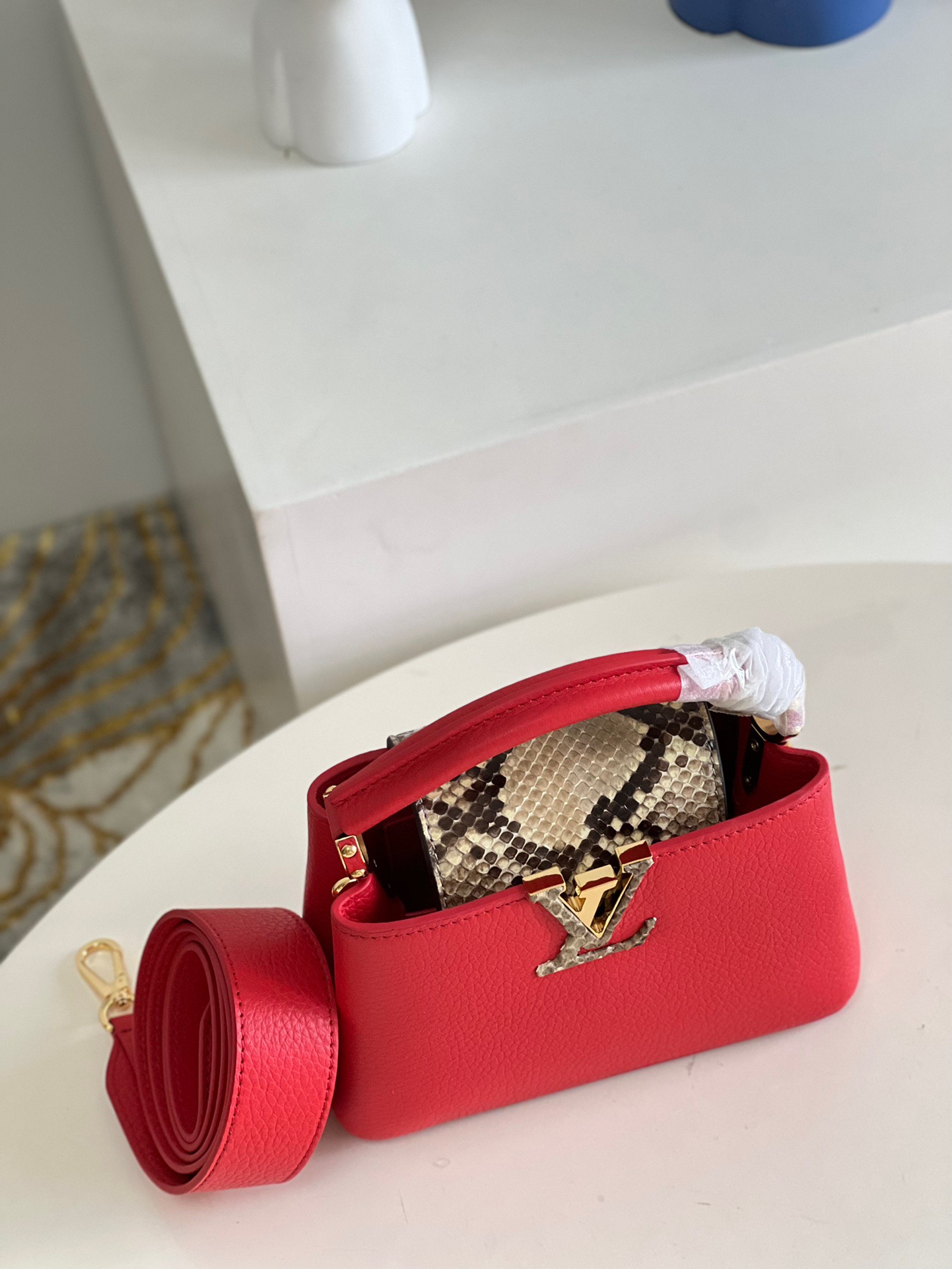Louis Vuitton Capucines Mini Handbag in Red&Snake - Image 4