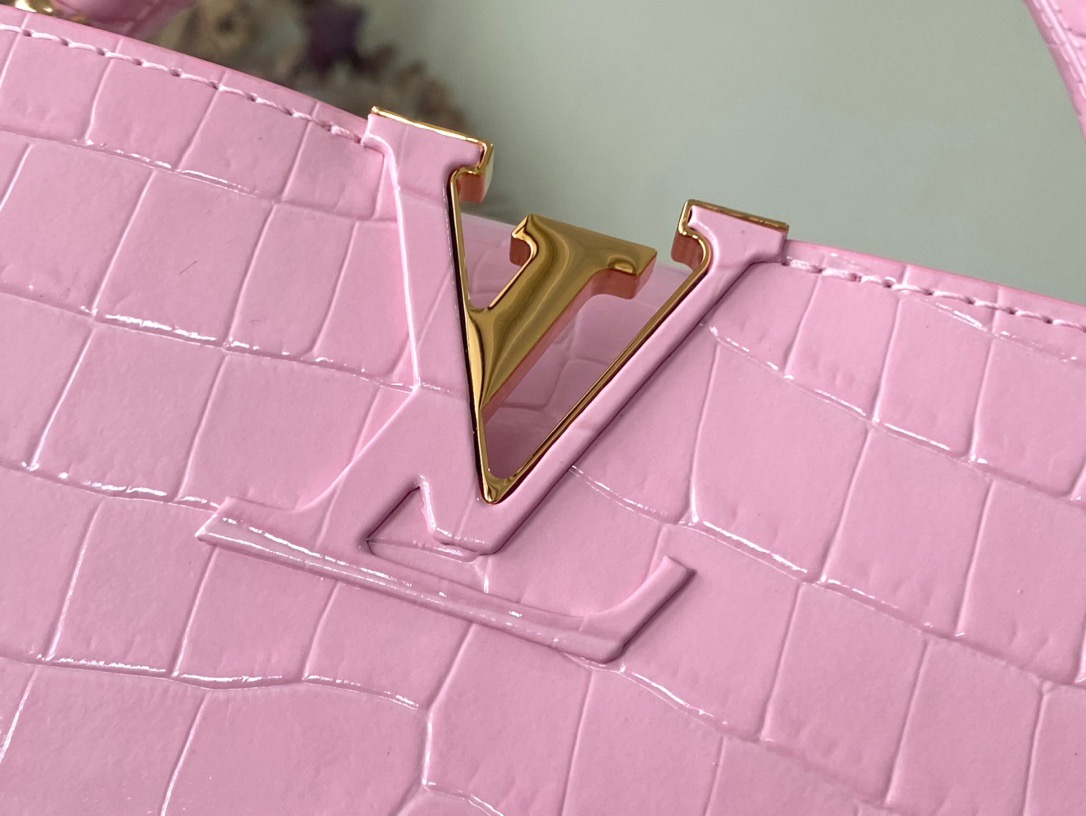 Louis Vuitton Capucines BB Medium Handbag in Pink Crocodile - Image 6