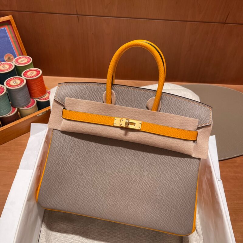 Birkin So 25 Epsom Asphalt Grey&Sun Yellow