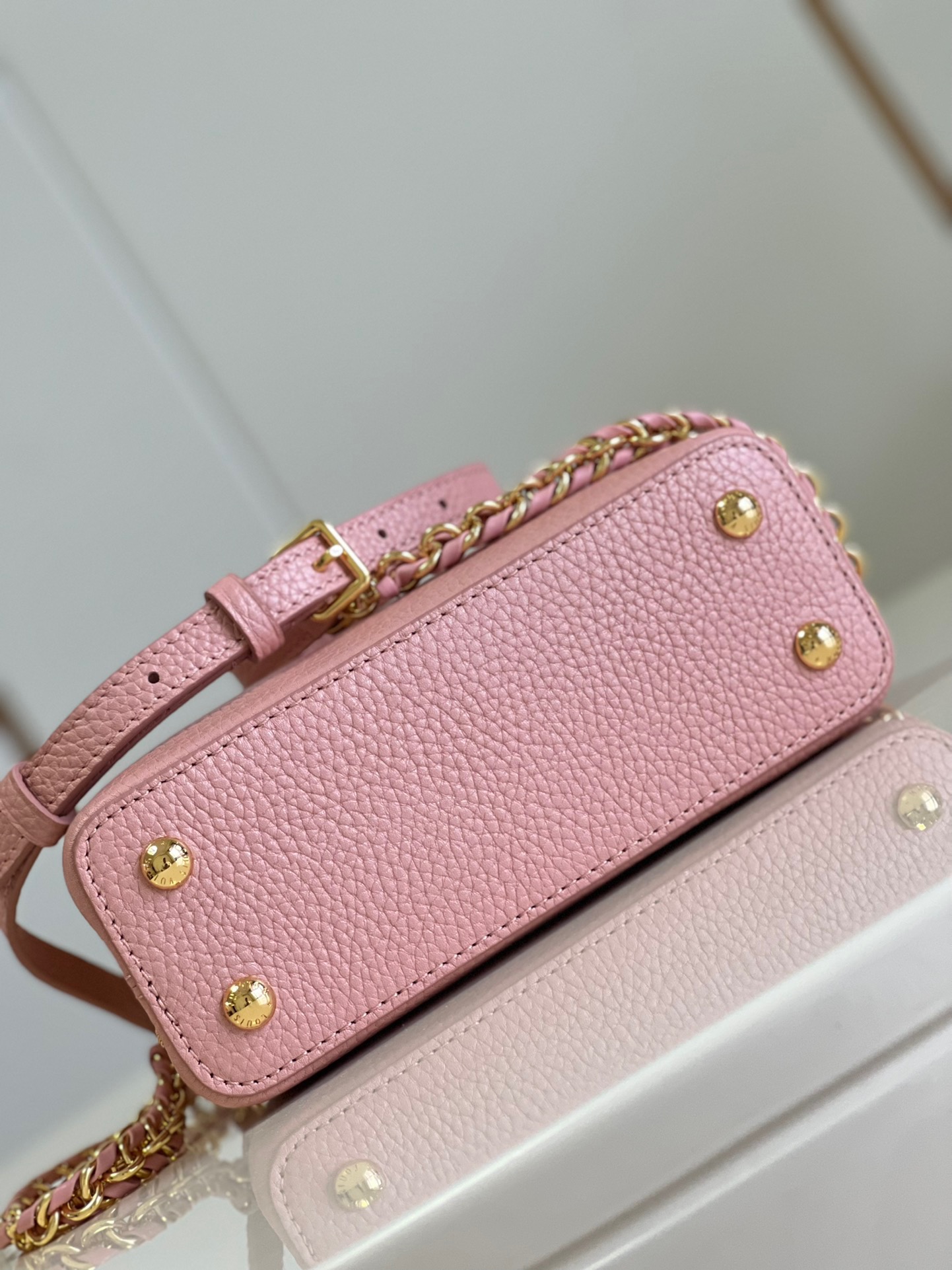 Louis Vuitton Capucines Mini Handbag in Metal Pink - Image 6