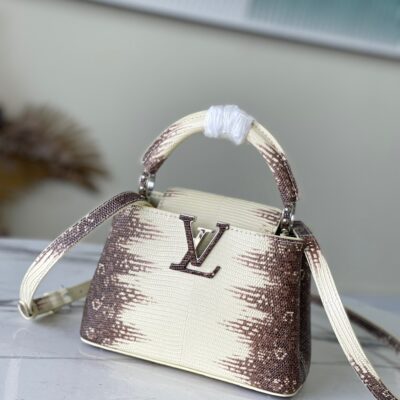Louis Vuitton Capucines Mini Handbag in White Lizard