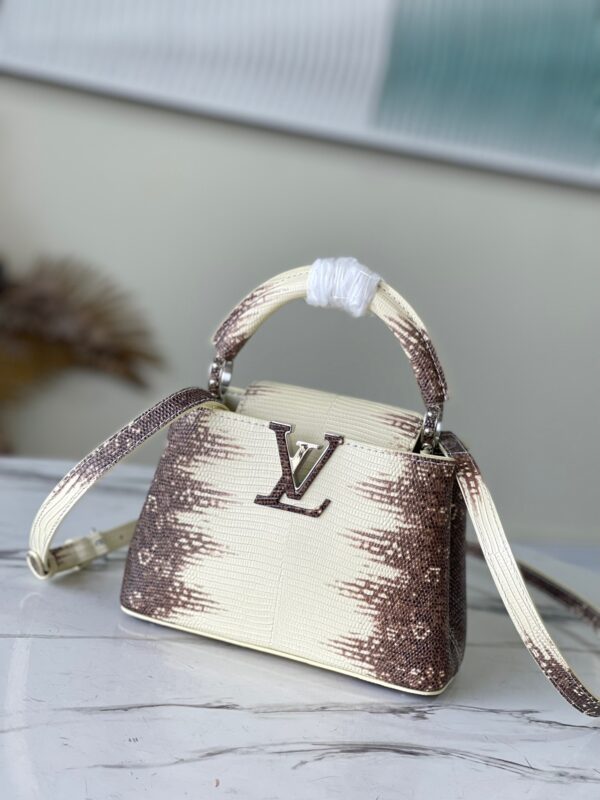 Louis Vuitton Capucines Mini Handbag in White Lizard
