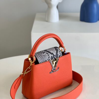 Louis Vuitton Capucines Mini Handbag in Orange Brown