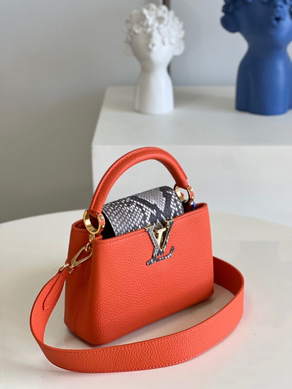 Louis Vuitton Capucines Mini Handbag in Orange Brown