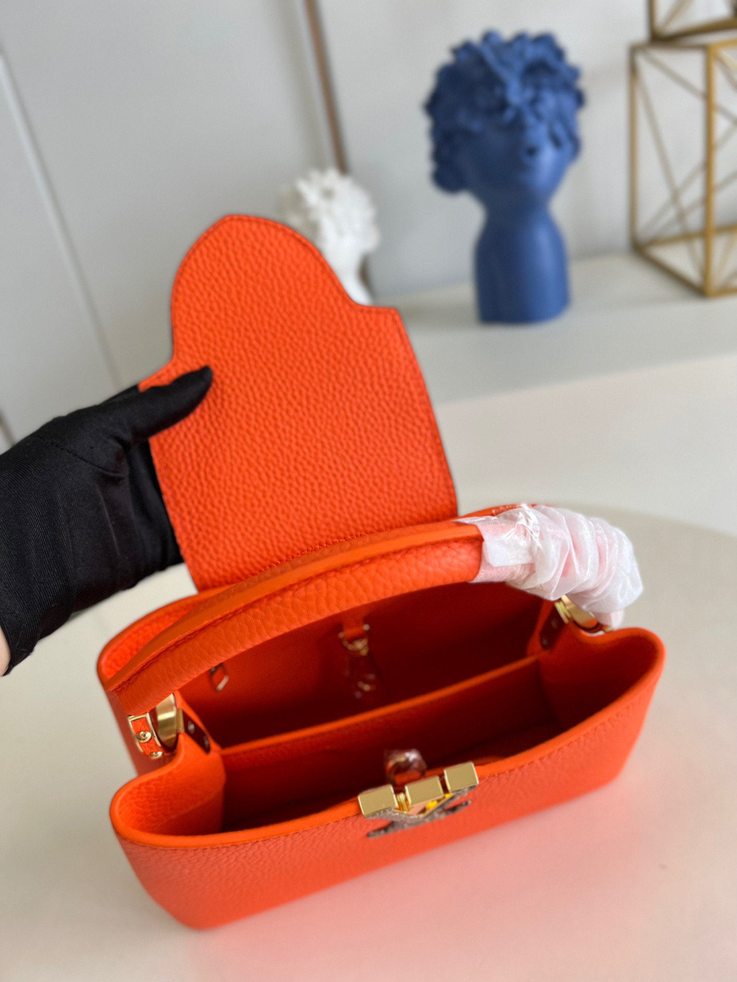 Louis Vuitton Capucines BB Small Handbag in Orange&Snake - Image 9