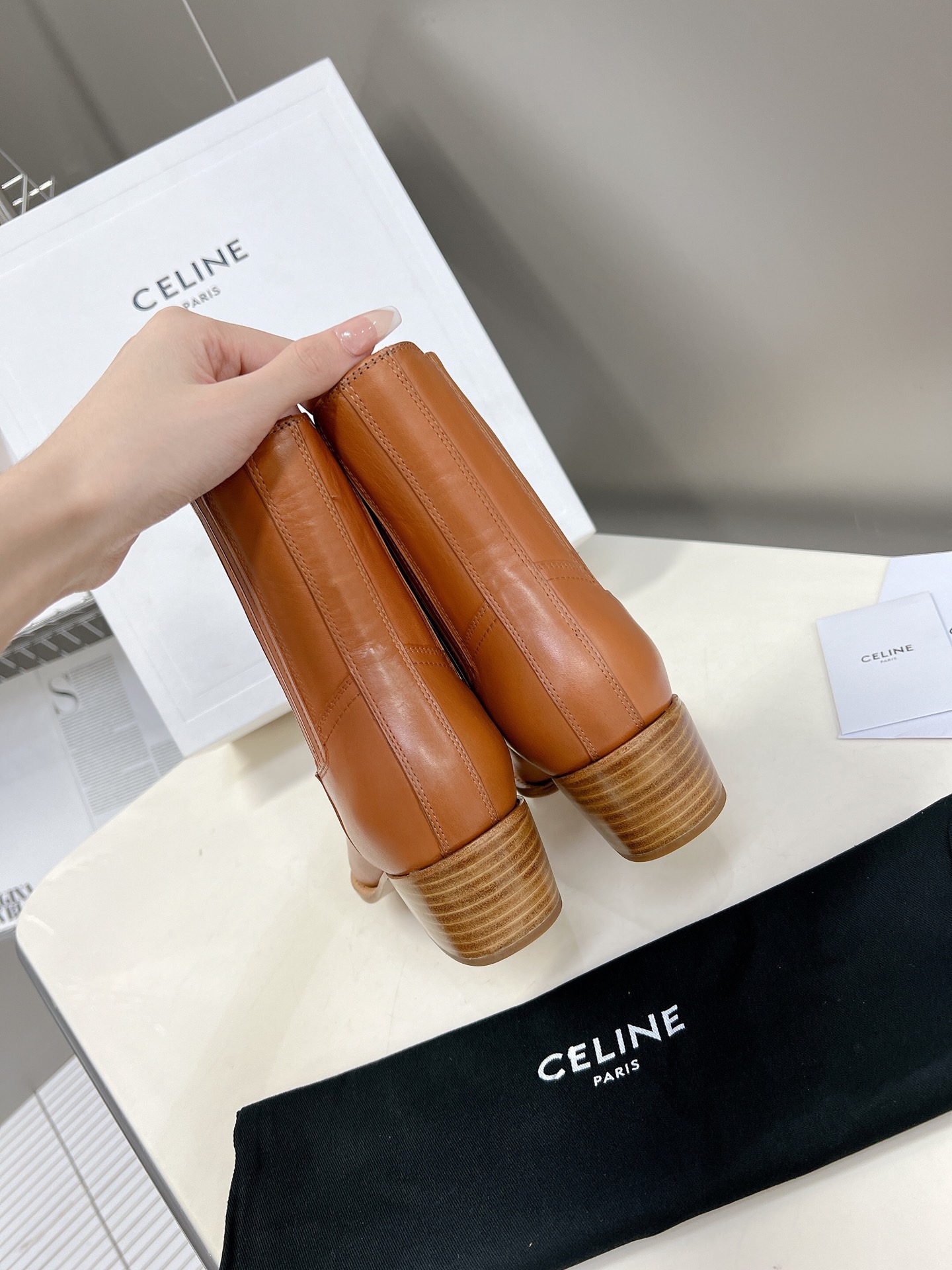 Celine Leather Ankle Boots - Image 5