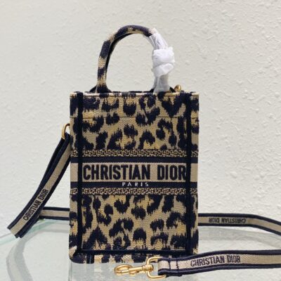 Dior Mini Book Tote 13 Leopard Print