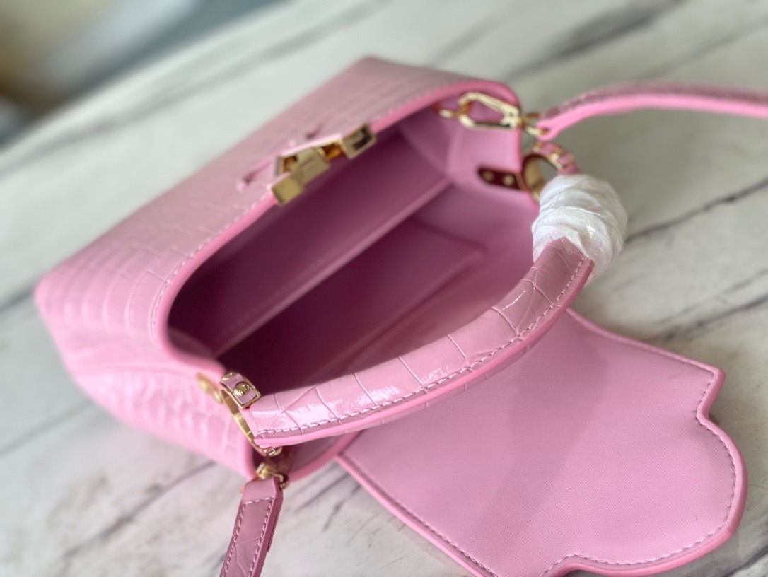 Louis Vuitton Capucines Mini Handbag in Pink Crocodile - Image 9
