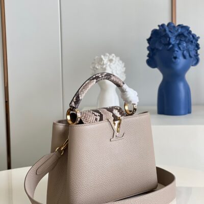 Louis Vuitton Capucines BB Small Handbag in Light Coffee&Snake