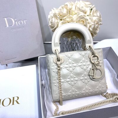 Lady Dior Mini Bag in White