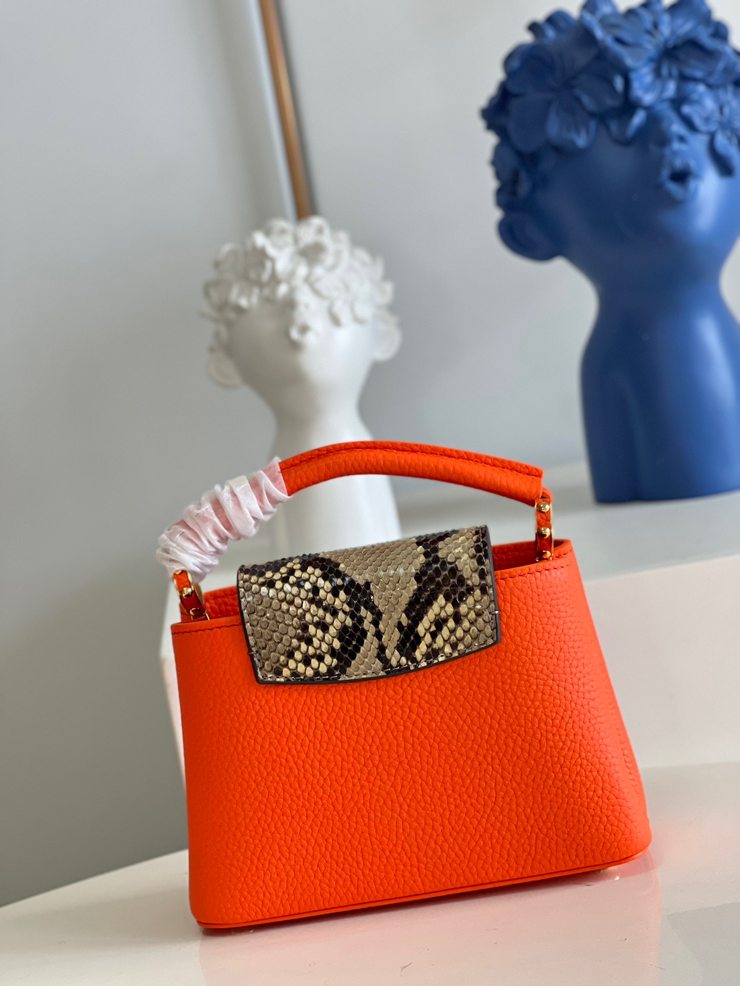 Louis Vuitton Capucines Mini Handbag in Orange&Snake - Image 3