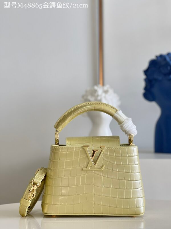 Louis Vuitton Capucines Mini Handbag in Gold Crocodile