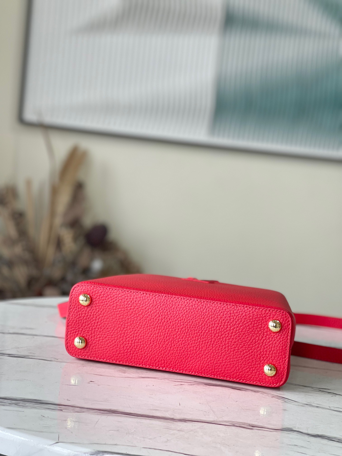 Louis Vuitton Capucines Mini Handbag in Red - Image 5