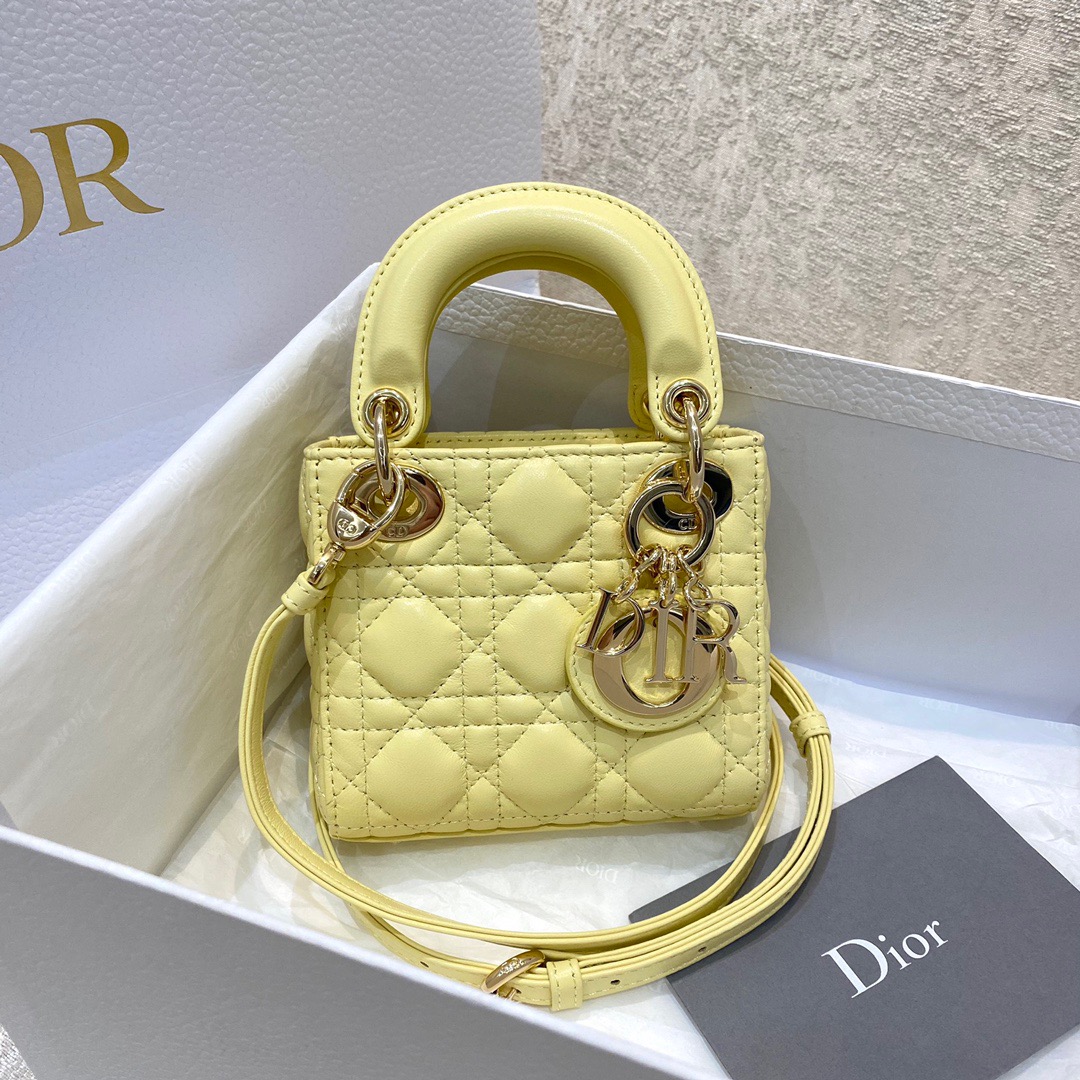 Lady Dior Micro 12 Jaune Poussin