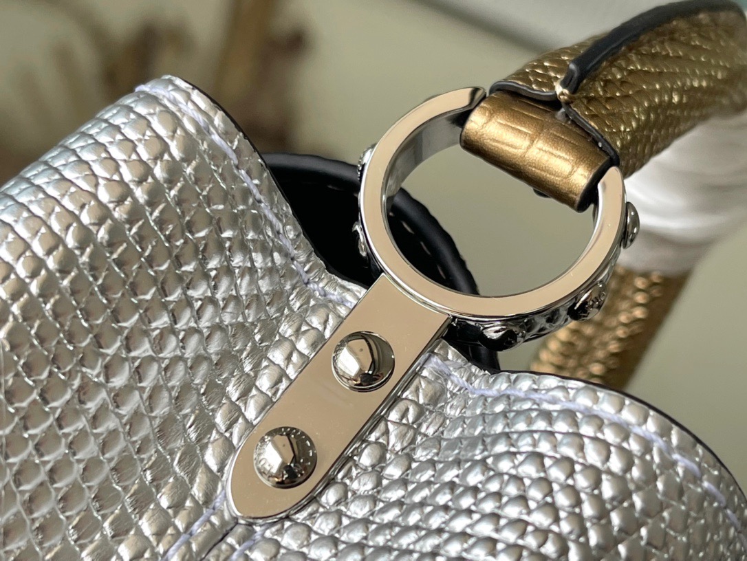 Louis Vuitton Capucines Mini Handbag in Silver and Gold - Image 7