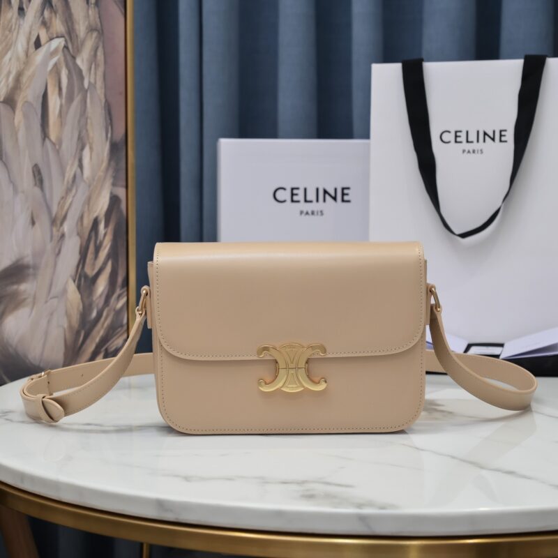 Celine Arc de Triomphe Shoulder Bag in Beige Sheepskin