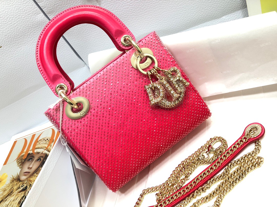 Lady Dior Mini Bag in Gradient Red