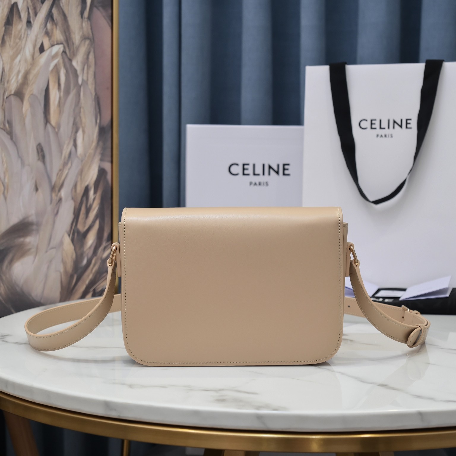 Celine Arc de Triomphe Shoulder Bag in Beige Sheepskin - Image 3