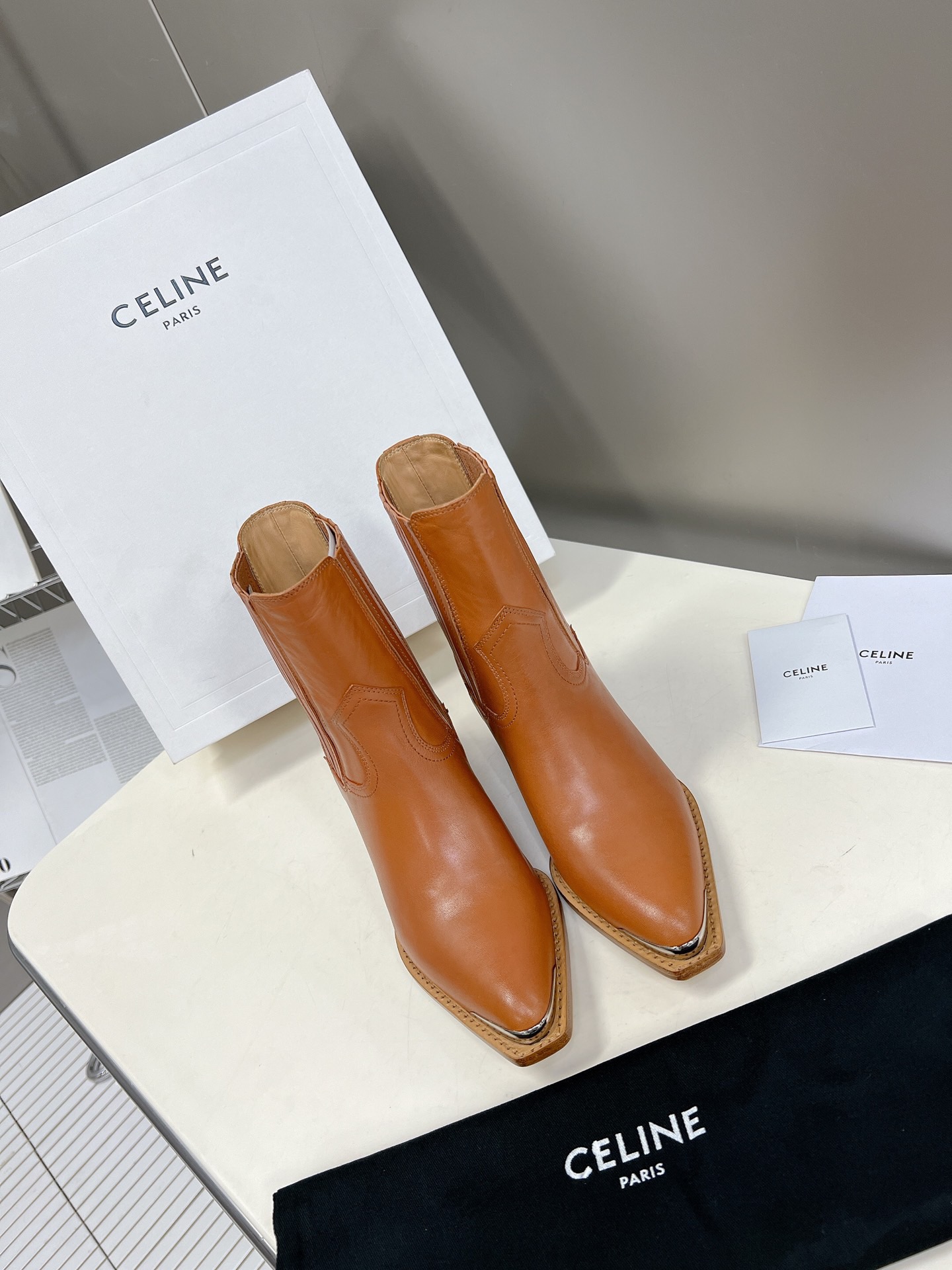 Celine Leather Ankle Boots - Image 4