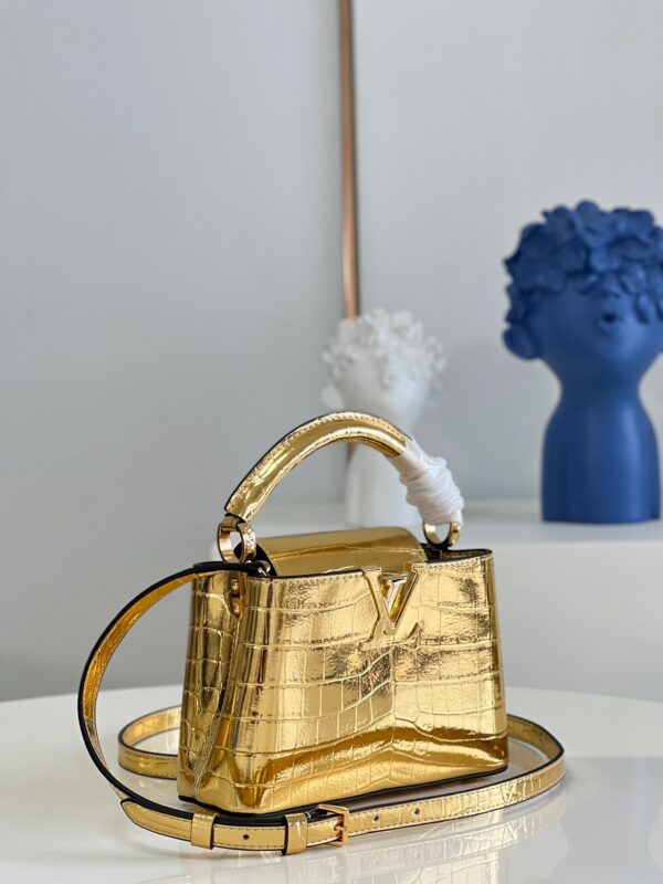 Louis Vuitton Capucines Mini Handbag in Bright Gold