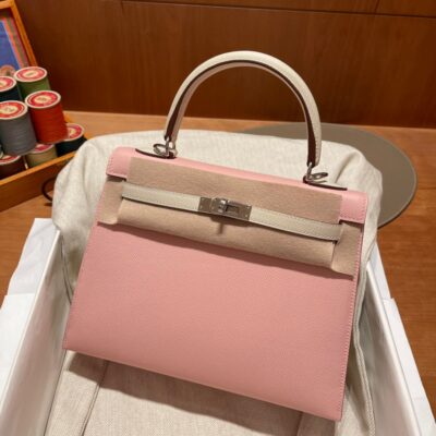 Kelly 25 Epsom Candy Pink & Craie