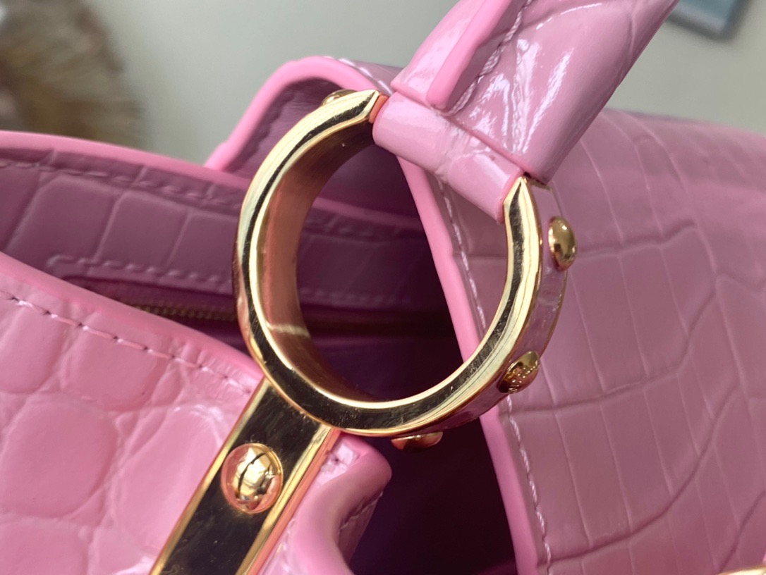 Louis Vuitton Capucines BB Medium Handbag in Pink Crocodile - Image 8