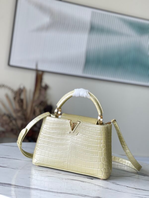 Louis Vuitton Capucines BB Small Handbag in Pale Yellow Crocodile