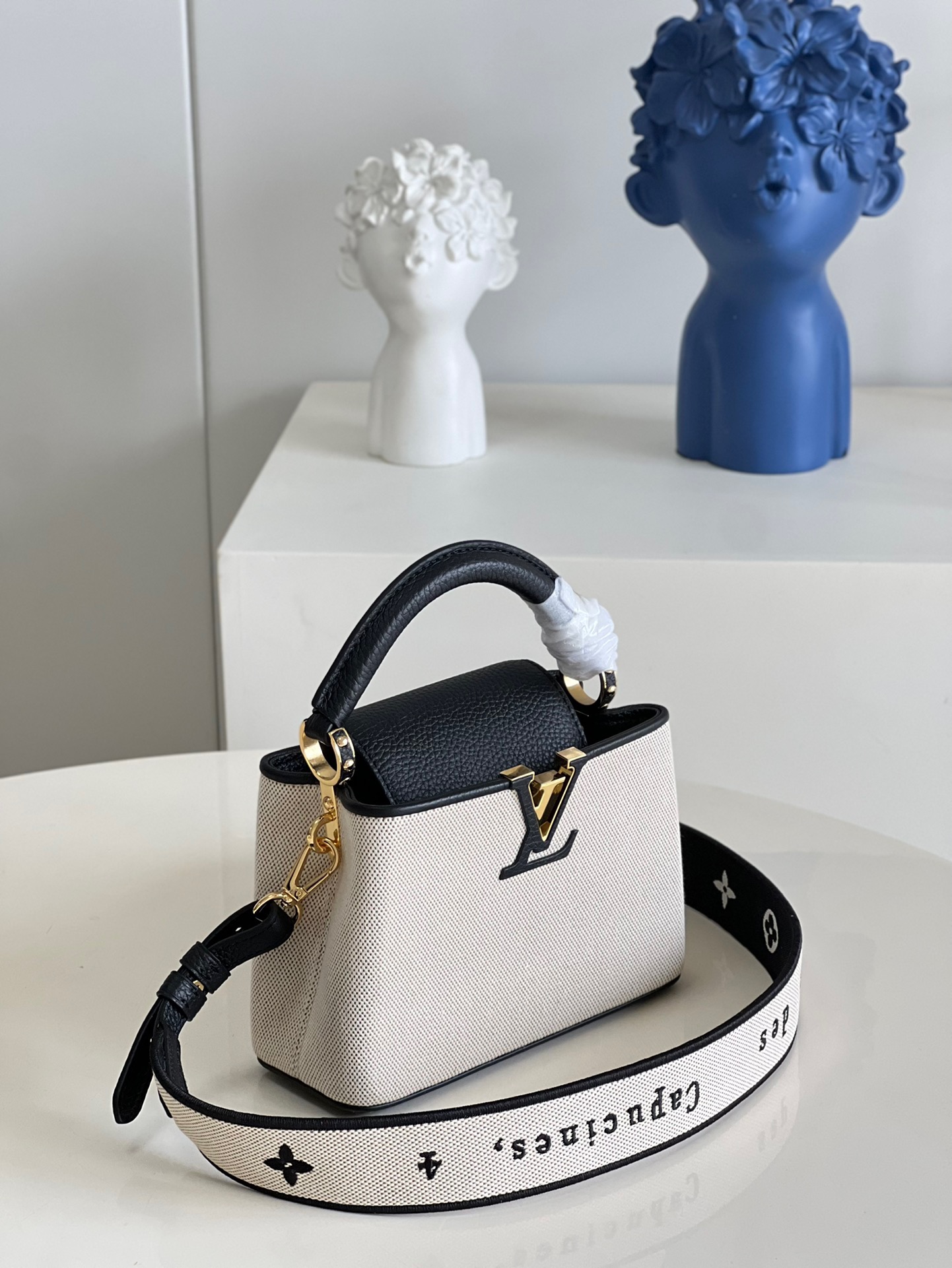 Louis Vuitton Capucines Mini Handbag in Black Canvas Embroidery