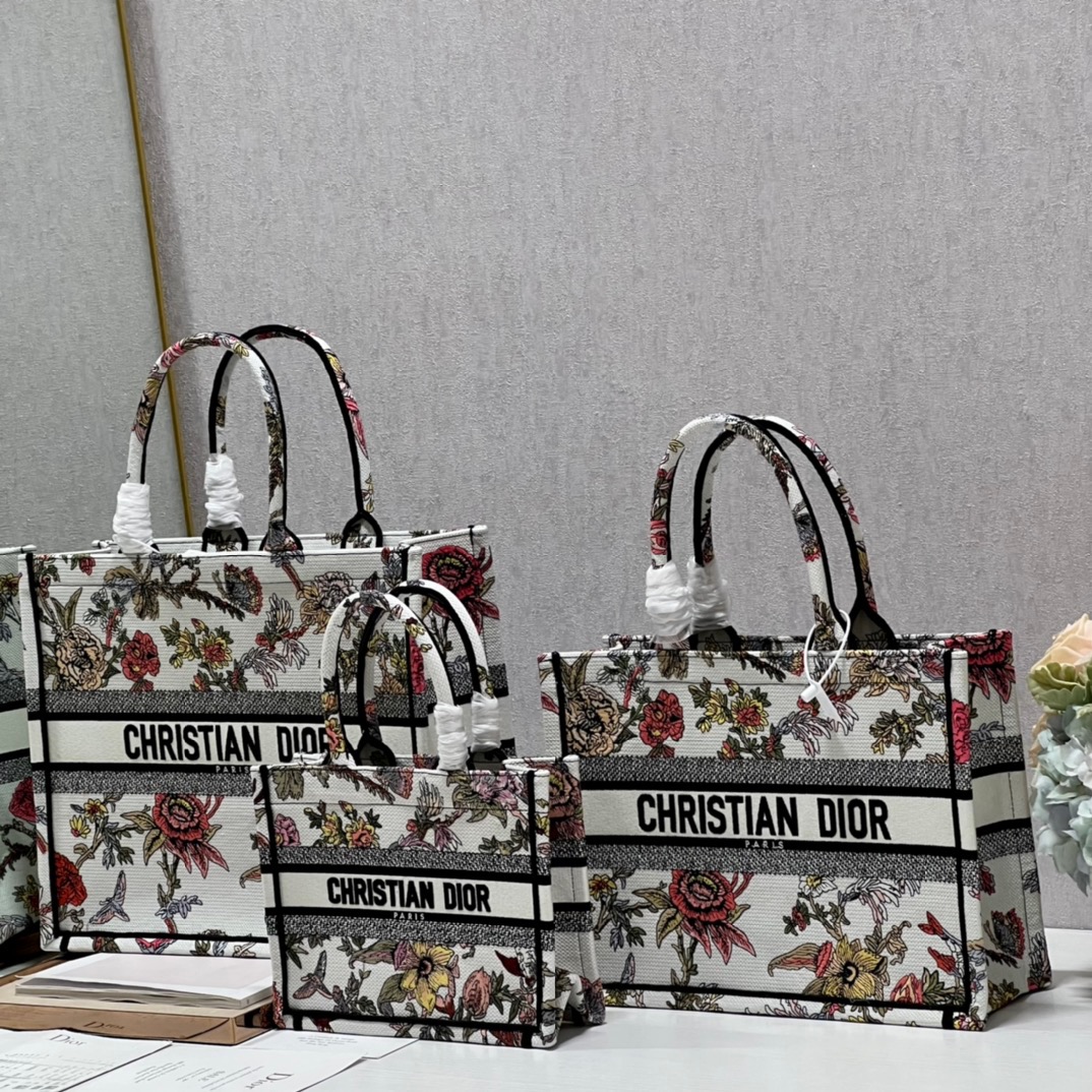 Dior Mini Book Tote Bag in Peony White - Image 3