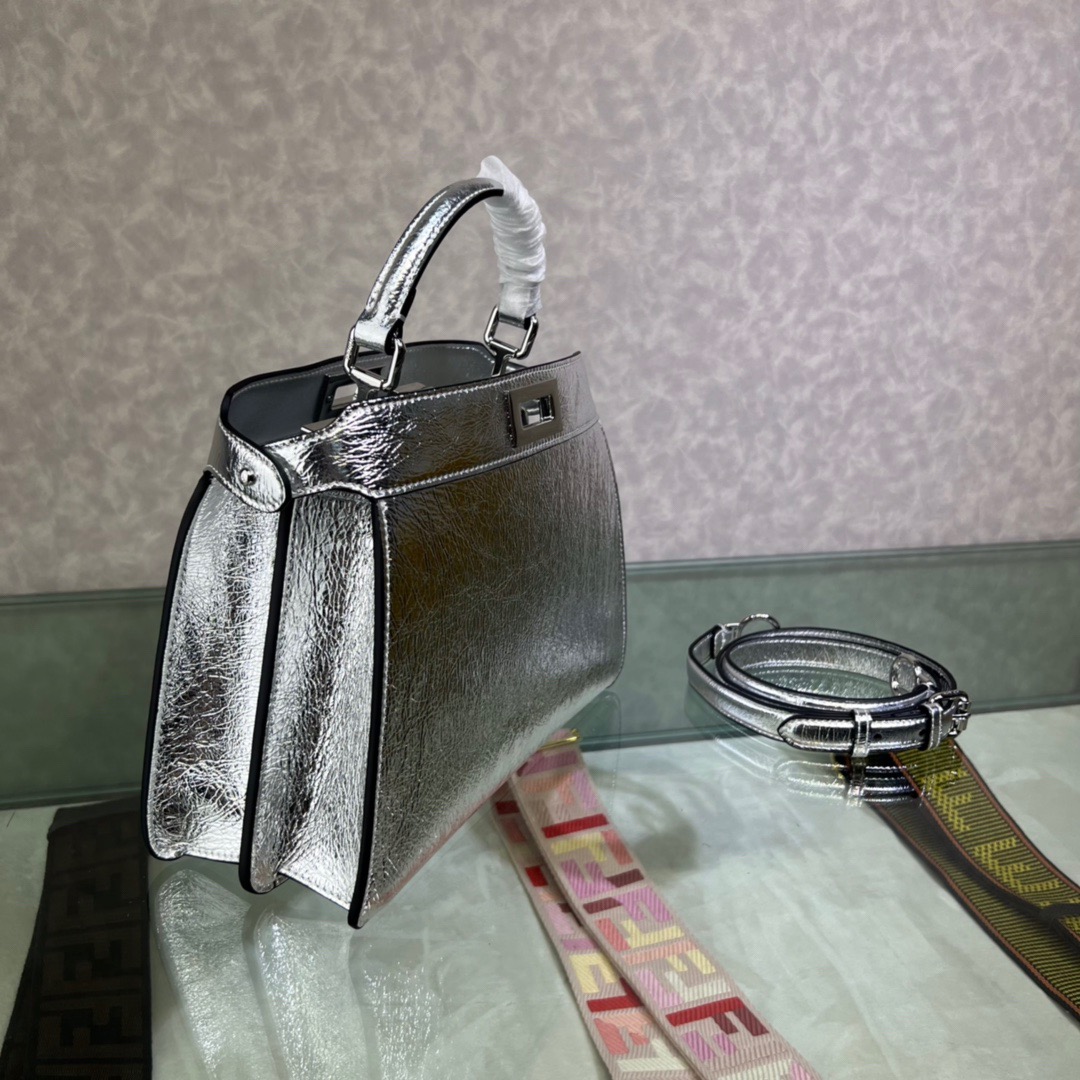 Fendi Peekaboo ISeeU Small Bag in Silver-tone - Image 3