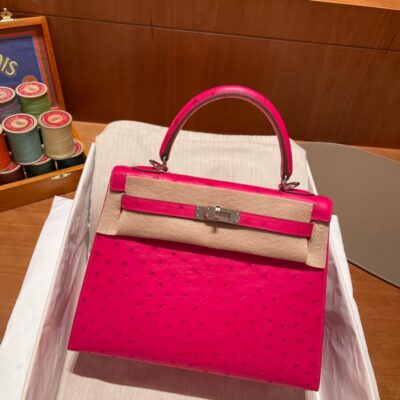 Kelly 25 Ostrich Candy Pink