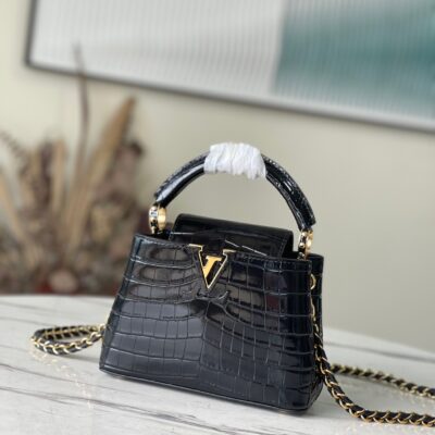 Louis Vuitton Capucines Mini Handbag in Black Crocodile