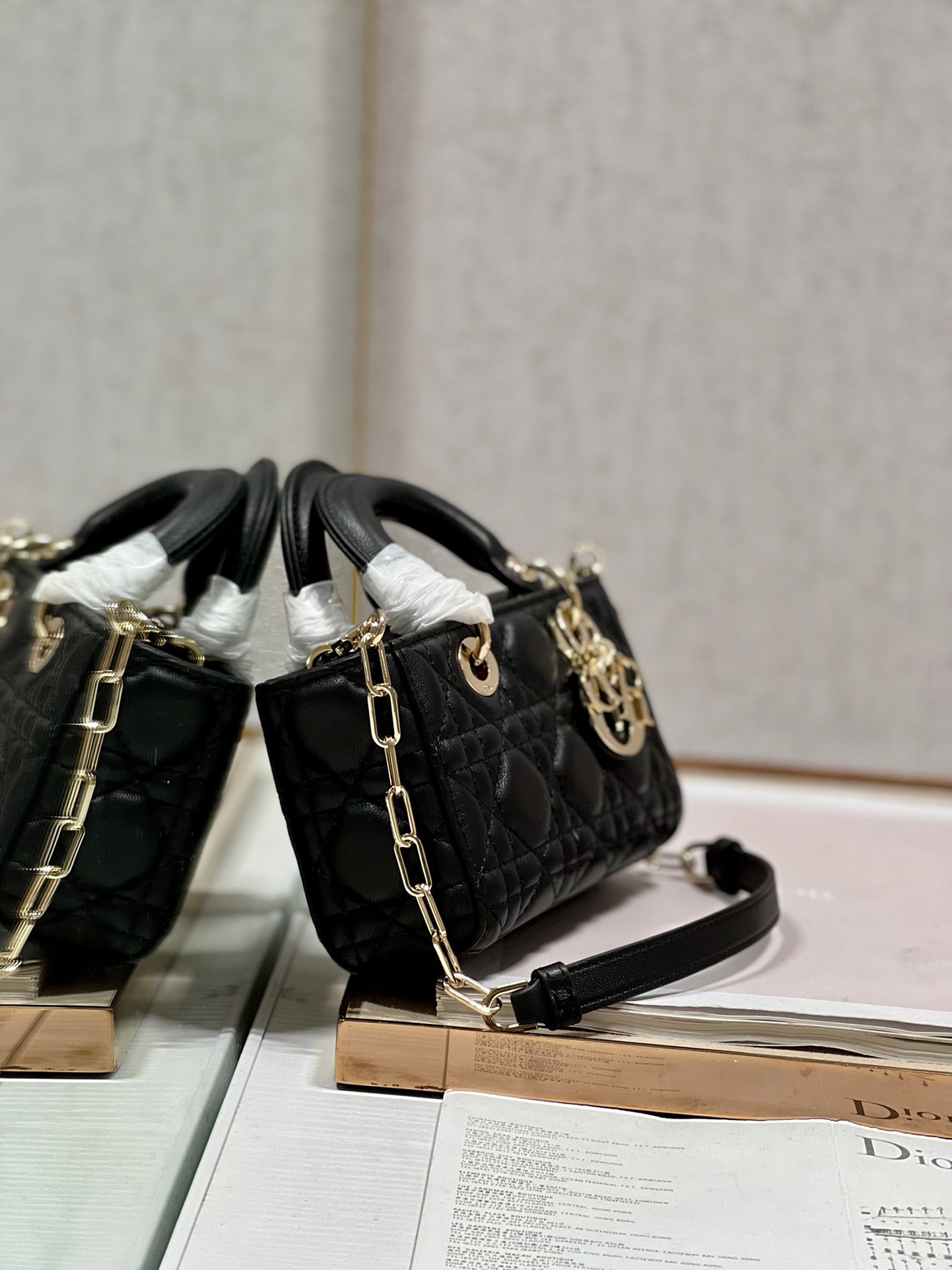 Lady D-joy Mini Bag in Black Lambskin - Image 4