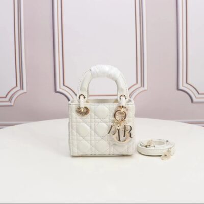 Mini Lady Dior Bag in White