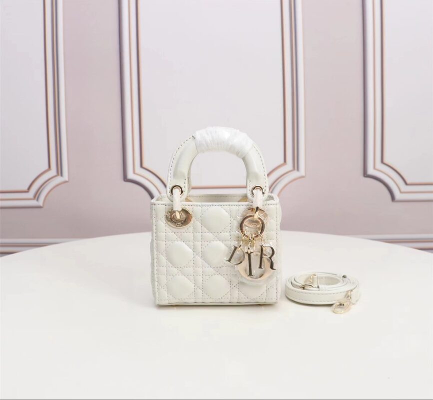Mini Lady Dior Bag in White