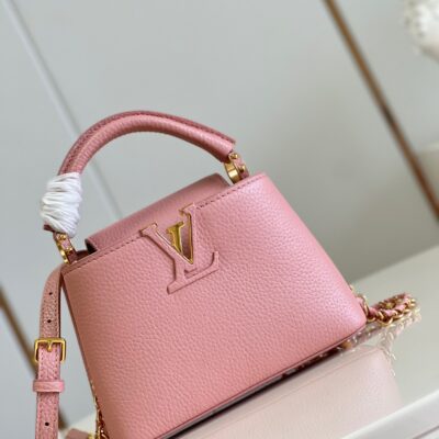 Louis Vuitton Capucines Mini Handbag in Metal Pink